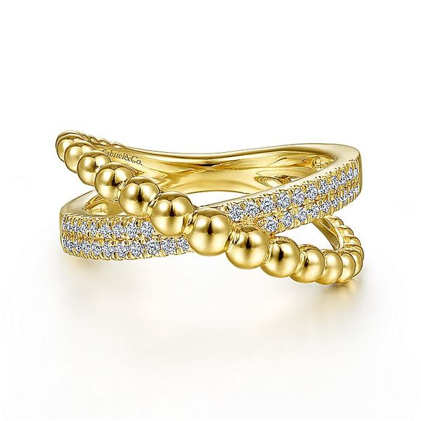 14K Yellow Gold Criss Cross Diamond Bujukan Ring Carroll / Ochs Jewelers Monroe, MI