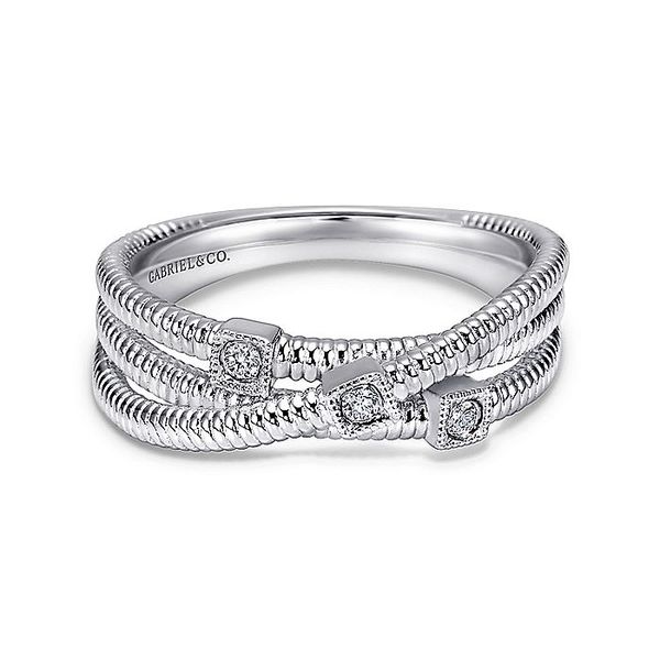 925 Sterling Silver Overlapping Diamond Station Ring Carroll / Ochs Jewelers Monroe, MI