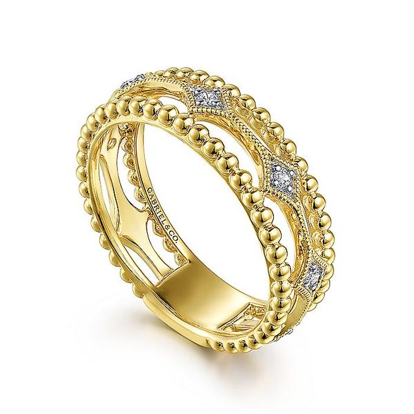 14K Yellow Gold Diamond Bujukan Ring with Diamond Stations Image 2 Carroll / Ochs Jewelers Monroe, MI