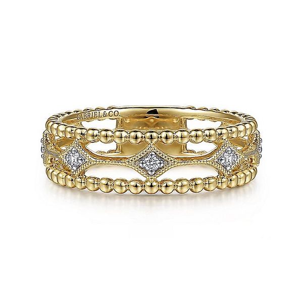 14K Yellow Gold Diamond Bujukan Ring with Diamond Stations Carroll / Ochs Jewelers Monroe, MI