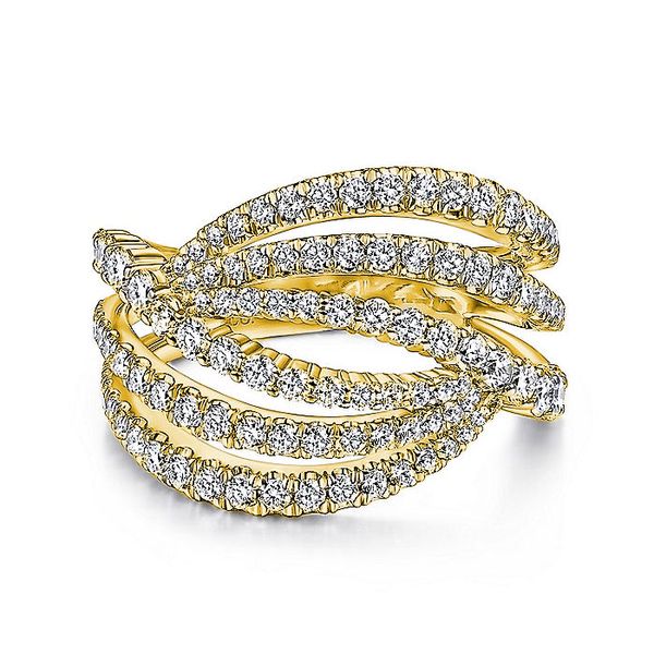 14K Yellow Gold Diamond Bypass Multi Row Ring Carroll / Ochs Jewelers Monroe, MI