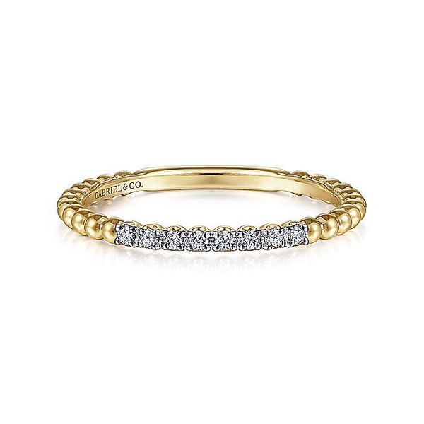 14K Yellow Gold Bujukan Bead and Diamond Stackable Ring Carroll / Ochs Jewelers Monroe, MI