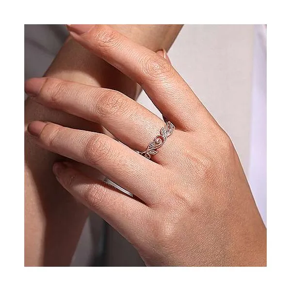 14K Rose Gold Scrolling Floral Diamond Ring Image 3 Carroll / Ochs Jewelers Monroe, MI