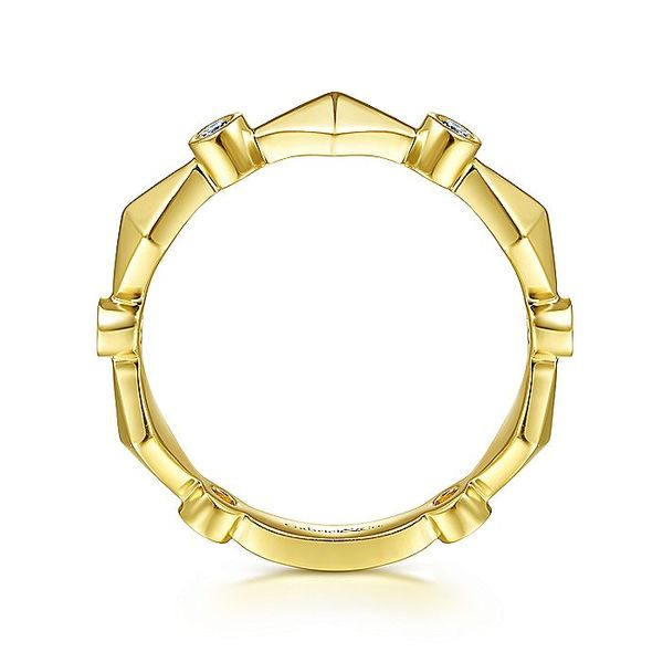 14K Yellow Gold Alternating Geometric and Diamond Station Ring Image 2 Carroll / Ochs Jewelers Monroe, MI