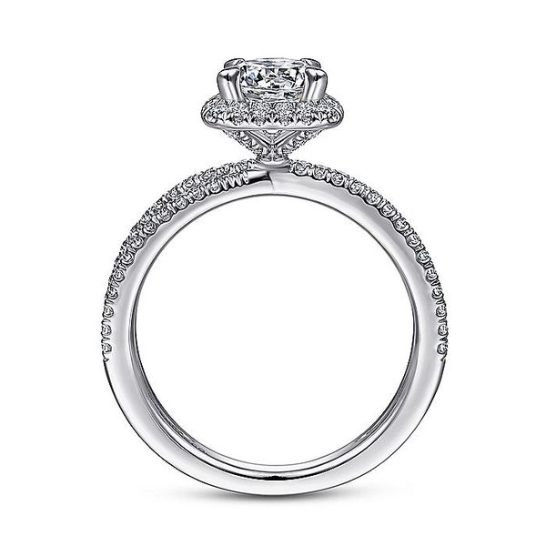 14K White Gold Cushion Halo Round Diamond Engagement Ring Image 2 Carroll / Ochs Jewelers Monroe, MI