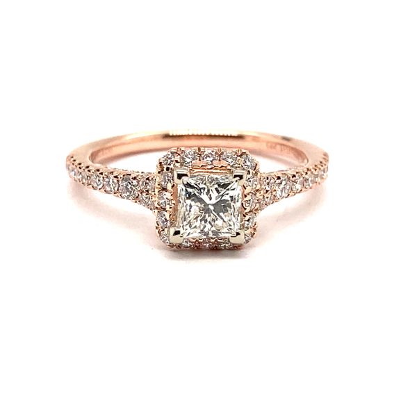 14K Rose Gold Princess Halo Diamond Engagement Ring Carroll / Ochs Jewelers Monroe, MI