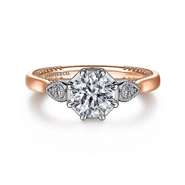Art Deco 14K White-Rose Gold Round Diamond Engagement Ring Carroll / Ochs Jewelers Monroe, MI