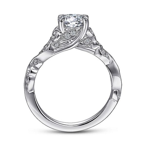 14K White Gold Floral Round Diamond Engagement Ring Image 2 Carroll / Ochs Jewelers Monroe, MI