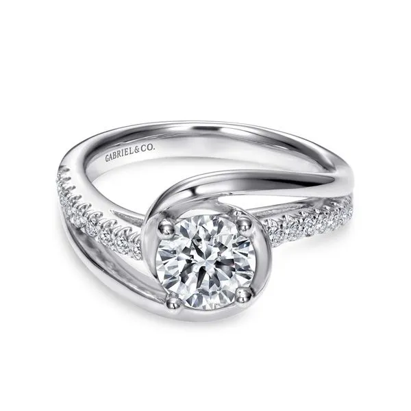 14K White Gold Round Bypass Diamond Engagement Ring Carroll / Ochs Jewelers Monroe, MI
