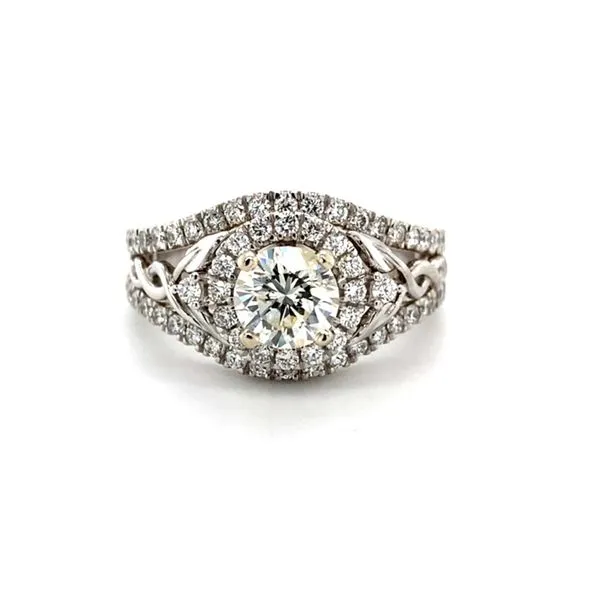 Blue Diamond Split Shank Halo Engagement Ring 14 karat White Gold Carroll / Ochs Jewelers Monroe, MI