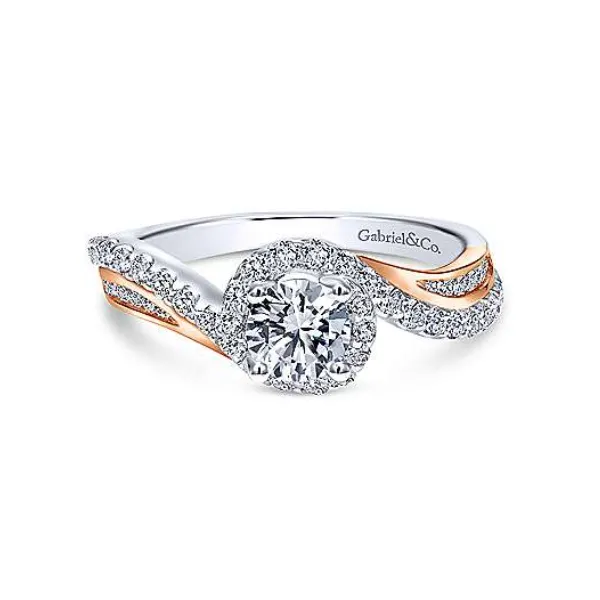 14 Karat White & Rose Natural Diamond Engagement Ring Set...