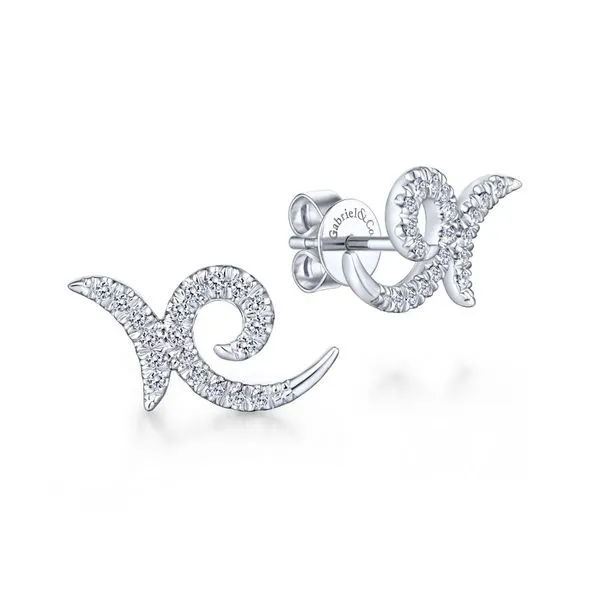 14K White Gold Diamond Swirl Stud Earrings Carroll / Ochs Jewelers Monroe, MI