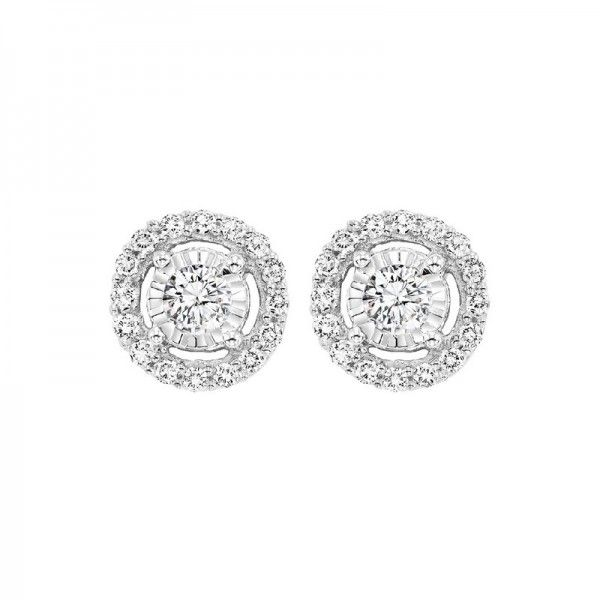 1 ctw Diamonds Illusion Halo Earrings in 14 Karat Carroll / Ochs Jewelers Monroe, MI