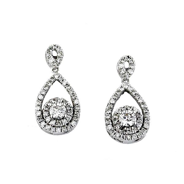 0.80 ctw Halo Teardrop Diamond Earrings in 14 Karat Carroll / Ochs Jewelers Monroe, MI