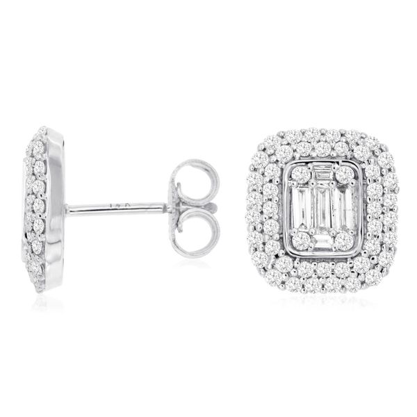 0.59 ctw Diamond Double Halo Earrings in 14 Karat Carroll / Ochs Jewelers Monroe, MI