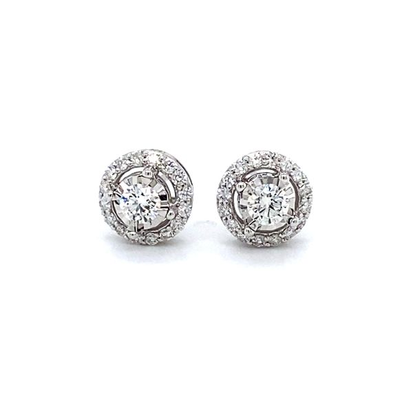 1/2 ctw Round Diamond Halo Reflections Stud Earrings in 14kt White Gold Carroll / Ochs Jewelers Monroe, MI