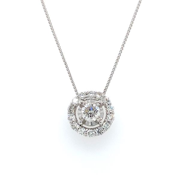 1 ctw Round Diamond Halo Reflections Pendant in 14kt White Gold Carroll / Ochs Jewelers Monroe, MI