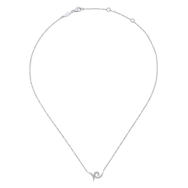 14K White Gold Swirling PavÃ© Diamond Pendant Necklace Image 2 Carroll / Ochs Jewelers Monroe, MI