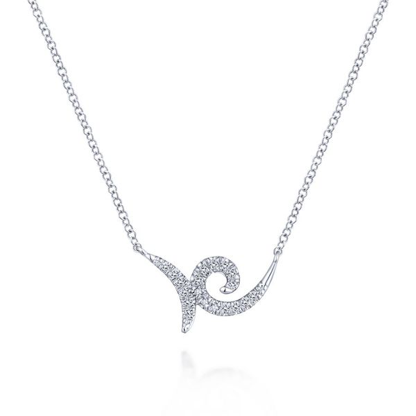 14K White Gold Swirling PavÃ© Diamond Pendant Necklace Carroll / Ochs Jewelers Monroe, MI