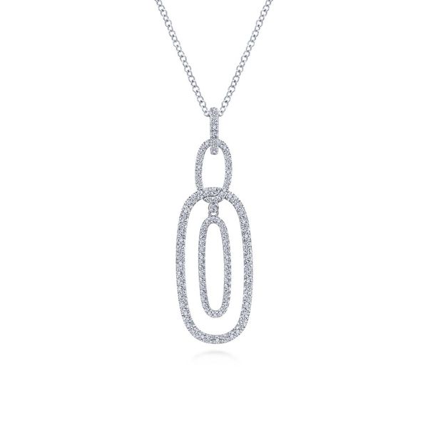 14K White Gold Interlocking Diamond PavÃ© Ovals Pendant Necklace Carroll / Ochs Jewelers Monroe, MI