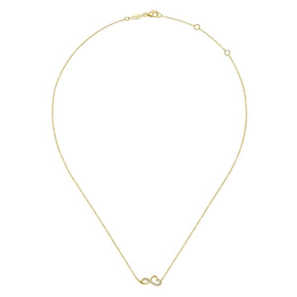 14K Yellow Gold Diamond Infinity Heart Pendant Necklace Image 2 Carroll / Ochs Jewelers Monroe, MI