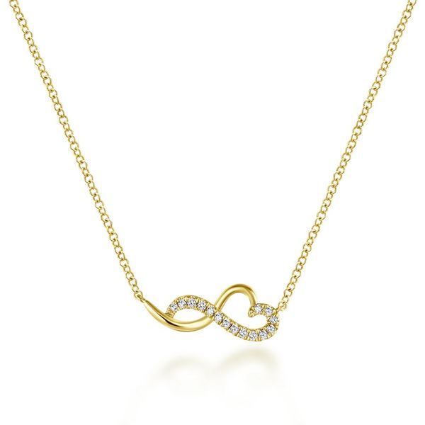 14K Yellow Gold Diamond Infinity Heart Pendant Necklace Carroll / Ochs Jewelers Monroe, MI