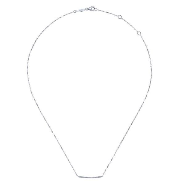 14K White Gold Curved PavÃ© Diamond Bar Necklace Image 2 Carroll / Ochs Jewelers Monroe, MI