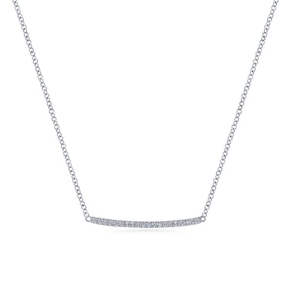 14K White Gold Curved PavÃ© Diamond Bar Necklace Carroll / Ochs Jewelers Monroe, MI