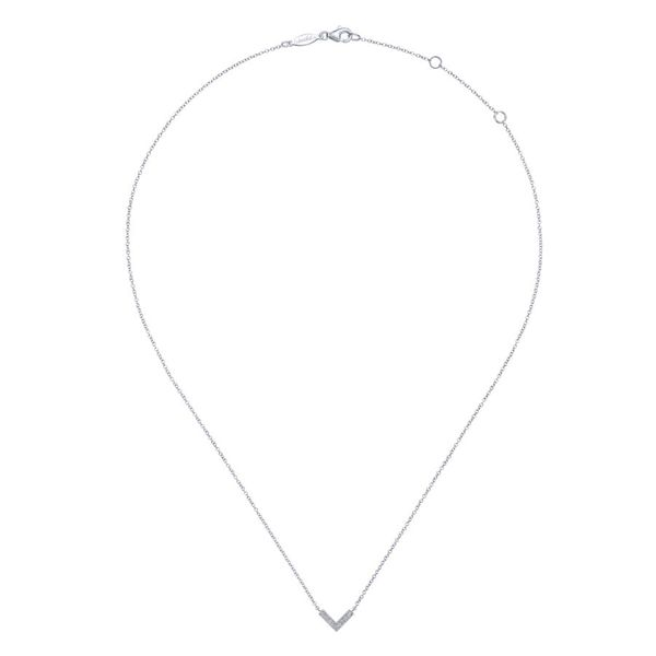 14K White Gold Diamond Chevron Pendant Necklace Image 2 Carroll / Ochs Jewelers Monroe, MI