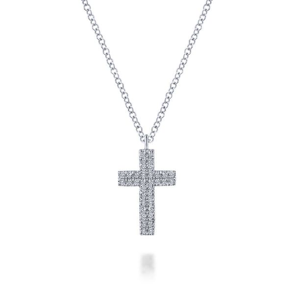 14K White Gold Straight PavÃ© Diamond Cross Necklace Carroll / Ochs Jewelers Monroe, MI