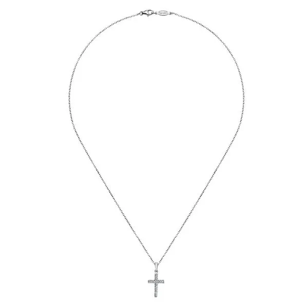 14k White Gold Classic Diamond Cross Necklace Image 2 Carroll / Ochs Jewelers Monroe, MI