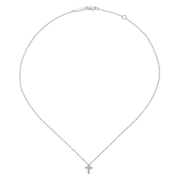 14K White Gold Diamond Cross Necklace Image 2 Carroll / Ochs Jewelers Monroe, MI