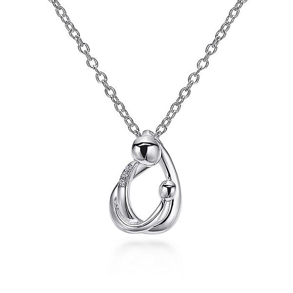 18 inch 925 Sterling Silver Mother and Child Pendant Necklace with Diamonds Carroll / Ochs Jewelers Monroe, MI