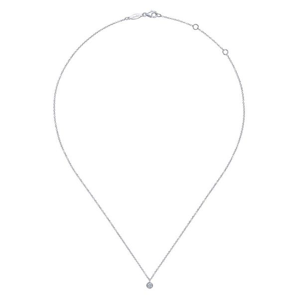 14K White Gold Round Bezel Set Diamond Pendant Necklace Image 2 Carroll / Ochs Jewelers Monroe, MI