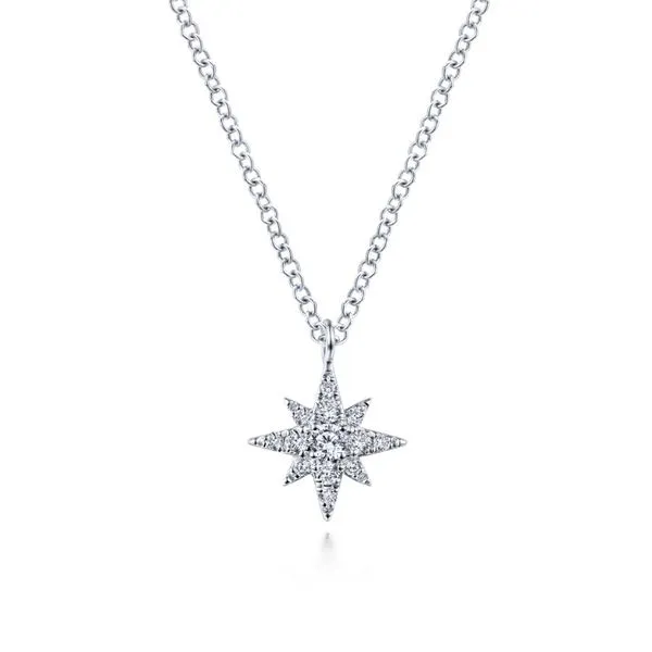 14K White Gold Diamond Pavé Star Pendant Necklace Carroll / Ochs Jewelers Monroe, MI