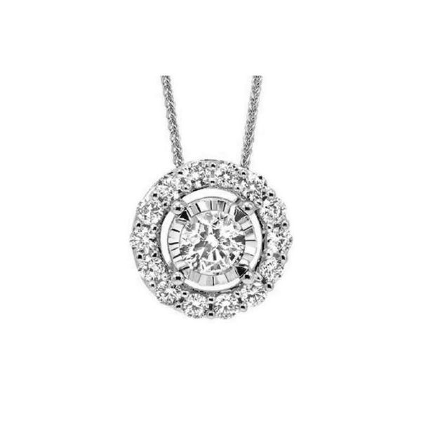 1/3 ctw Round Diamond Halo Reflections Pendant in 14kt White Gold Carroll / Ochs Jewelers Monroe, MI
