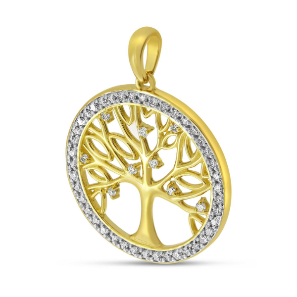 14 Karat Yellow Gold Diamond Tree Of Life Pendant Image 2 Carroll / Ochs Jewelers Monroe, MI