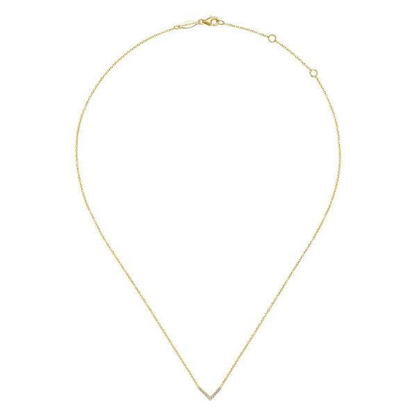 14K Yellow Gold V Shaped Diamond Bar Necklace Image 2 Carroll / Ochs Jewelers Monroe, MI