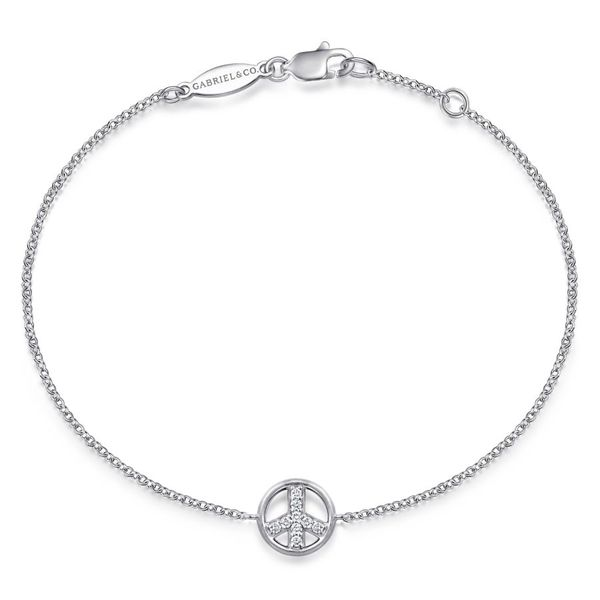 14K White Gold Peace Sign Bracelet Carroll / Ochs Jewelers Monroe, MI