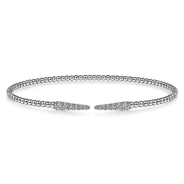 Split 14K White Gold Bujukan Bead Cuff Bracelet with Diamond Pavé Spikes Carroll / Ochs Jewelers Monroe, MI