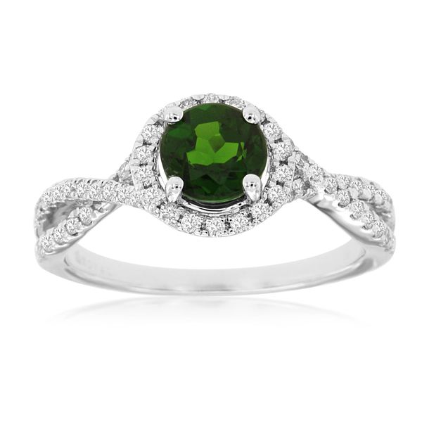 Russalite & Diamonds Halo Twisted Shank Ring in 14 Karat Carroll / Ochs Jewelers Monroe, MI