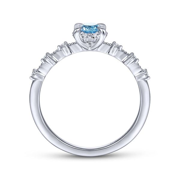 14K White Gold Round Blue Topaz and Diamond Halo Ring Image 2 Carroll / Ochs Jewelers Monroe, MI