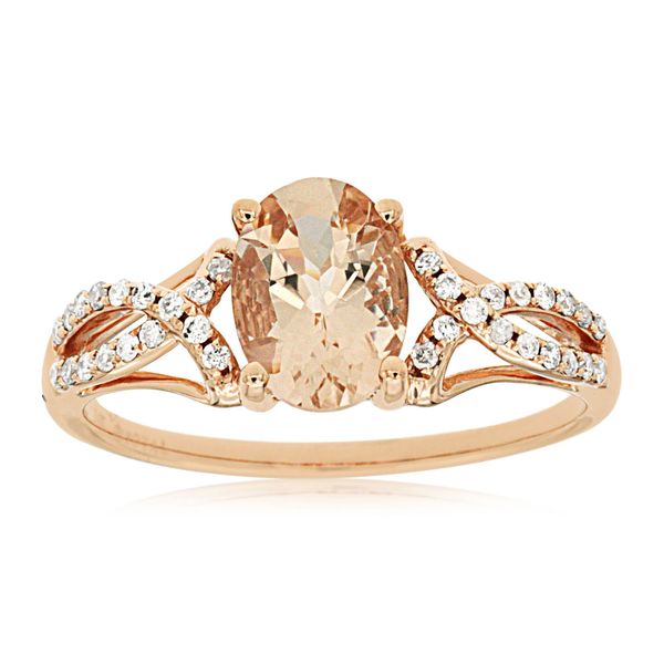 Morganite & Diamonds Twisted Shank Ring in 14 Karat Carroll / Ochs Jewelers Monroe, MI