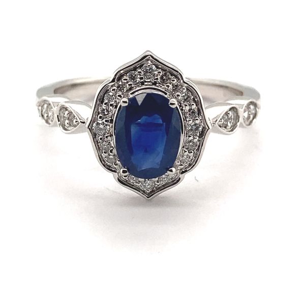 Sapphire & Diamonds Vintage Halo Ring in 14 Karat Carroll / Ochs Jewelers Monroe, MI