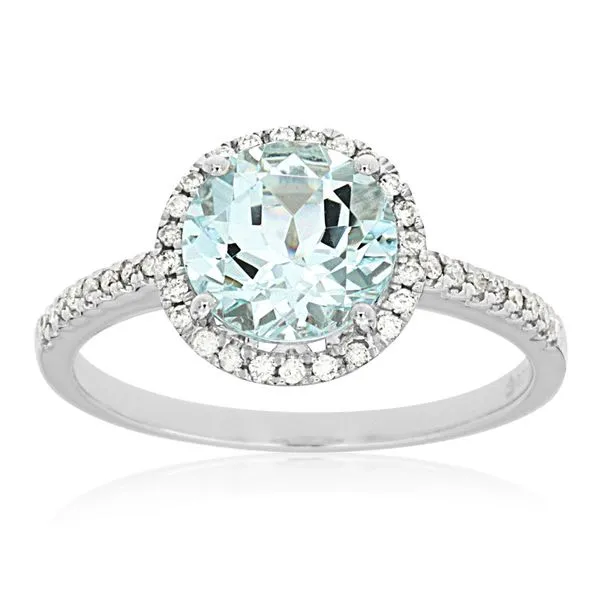 Aquamarine & Diamonds Halo Ring in 14 Karat Carroll / Ochs Jewelers Monroe, MI