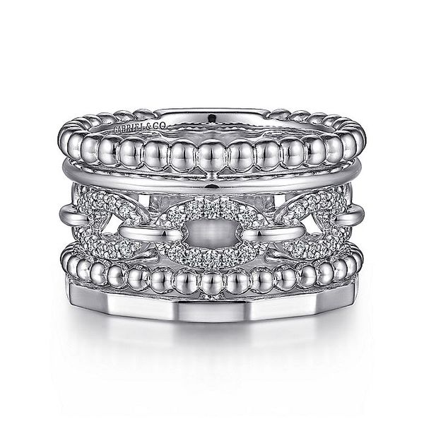 925 Sterling Silver White Sapphire Wide Statement Ring Carroll / Ochs Jewelers Monroe, MI