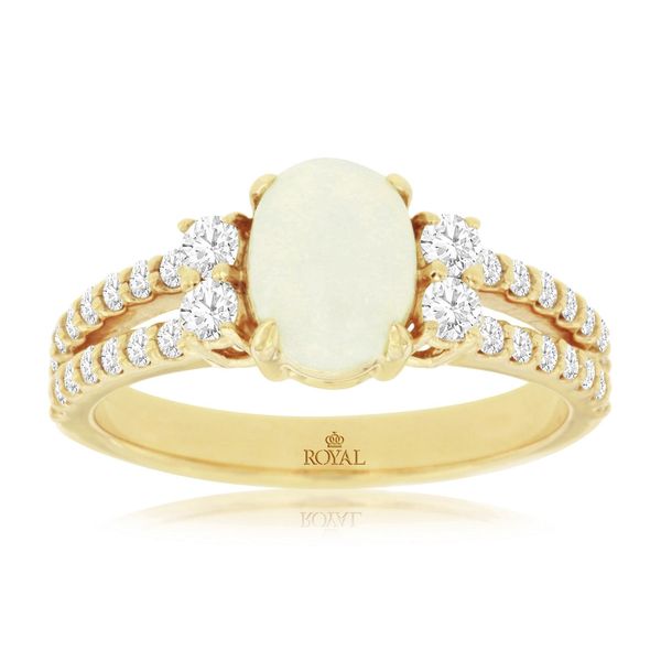 Opal & Diamond Split Shank Ring in 14 Karat Carroll / Ochs Jewelers Monroe, MI