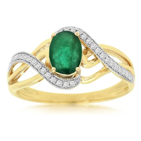 Emerald & Diamonds By Pass Ring in 14 Karat Carroll / Ochs Jewelers Monroe, MI