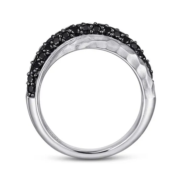 925 Sterling Silver Hammered Black Spinel Criss Cross Ring Image 2 Carroll / Ochs Jewelers Monroe, MI