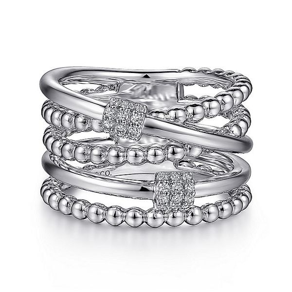 925 Sterling Silver White Sapphire Cris-Cross Ring Carroll / Ochs Jewelers Monroe, MI